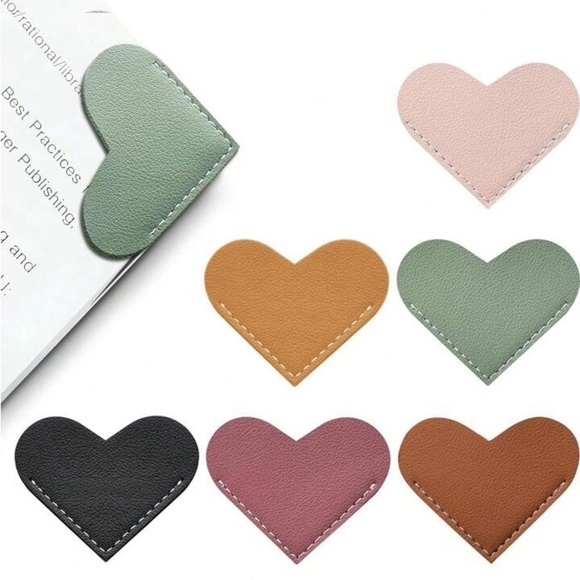 Heart-Shaped Leather Bookmark Set of 2 - Various Colors - Picture 1 of 12